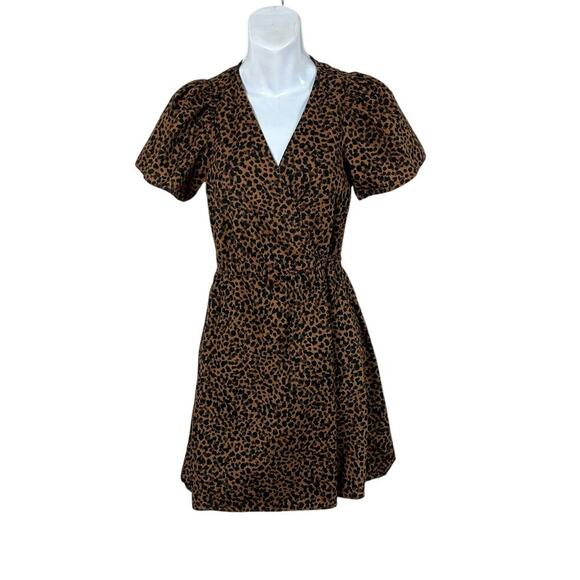 Madewell Wrap Leopard Mini Dress size XS - Picture 3 of 8